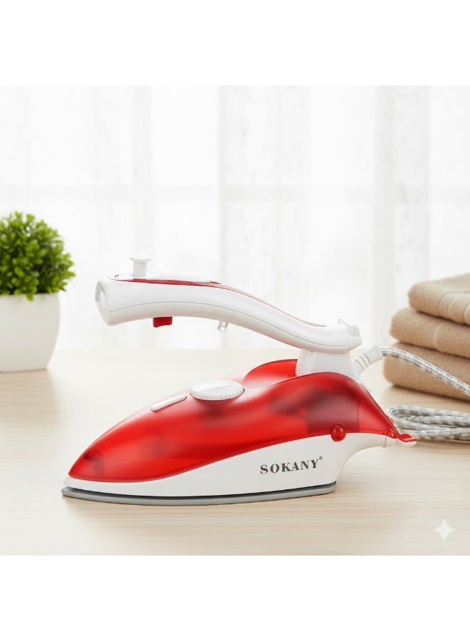 sokany PL-368A Sokany 1000W Foldable Travel Steam Iron, Red - Image 1